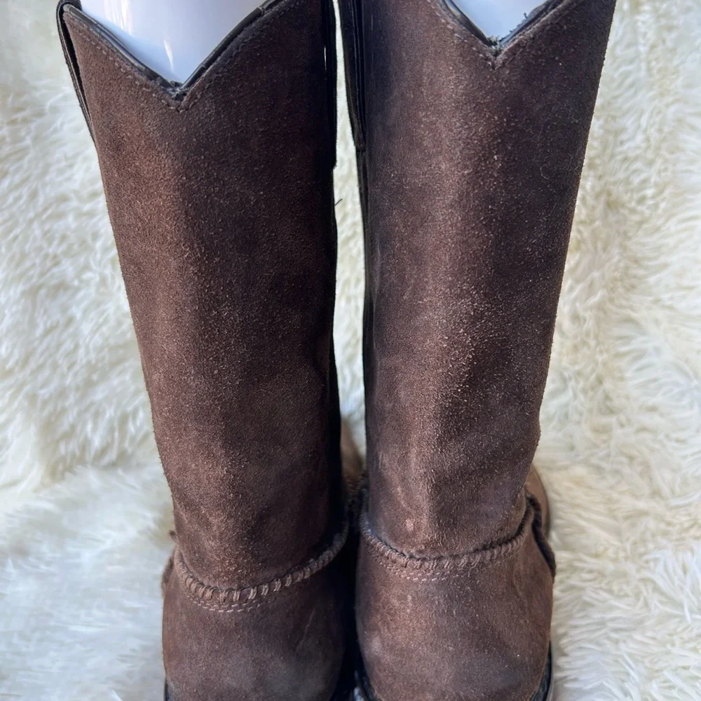 Frye Marco Roper boots in dark brown.